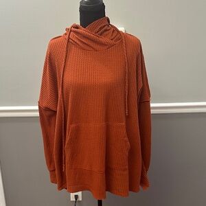 Freckled Poppy Cozy Cowl Neck Sweater in Rich Rust